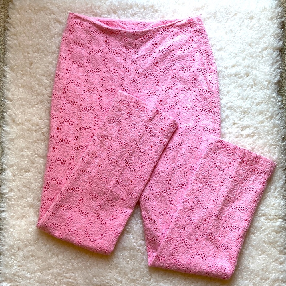 Lilly Pulitzer Pink Lace Cotton Pants